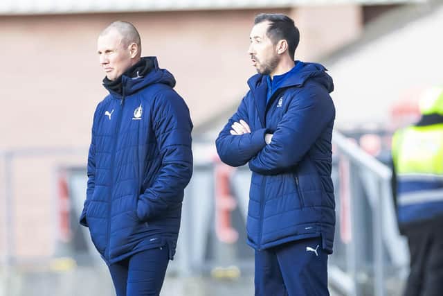 Falkirk manager Martin Rennie (right) has stepped down with assistant Kenny Miller taking charge until the end of the season. (Photo by Roddy Scott / SNS Group)