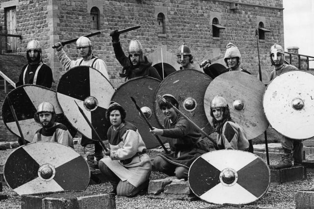 The AD 500 Battle Re-Enactment Society members on parade at the Roman Fort, when they staged a mock battle in 1987.