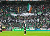 The Green Brigade banner protesting the government's small boat legislation was warmly received by supporters in all corners of Celtic Park. (Photo by Ewan Bootman / SNS Group)