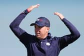 Justin Thomas celebrates on the 16th green during the Saturday morning foursomes in the 43rd Ryder Cup at Whistling Straits. Picture: Richard Heathcote/Getty Images.