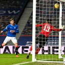Cedric Itten scores to put Rangers 2-1 in front. Picture: SNS