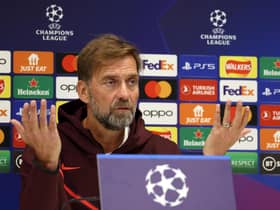 Liverpool's German manager Jurgen Klopp attends a press conference at the AXA Training Centre in Liverpool, north-west England on October 3, 2022, on the eve of the UEFA Champions League group A football match against Rangers. (Photo by Nigel Roddis / AFP) (Photo by NIGEL RODDIS/AFP via Getty Images)