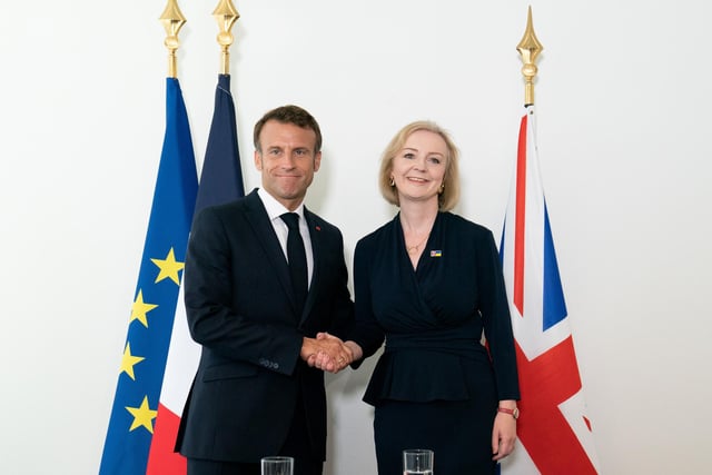 Prime Minister Liz Truss (right) holding a bilateral meeting with the President of France, Emmanuel Macron, at the United Nations (UN) headquarters in New York, during her visit to the US to attend the 77th UN General Assembly. Picture; 20/09/2022