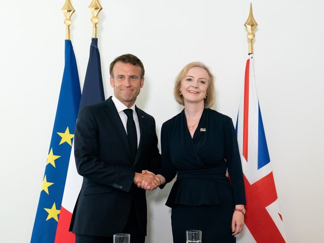 Prime Minister Liz Truss (right) holding a bilateral meeting with the President of France, Emmanuel Macron, at the United Nations (UN) headquarters in New York, during her visit to the US to attend the 77th UN General Assembly. Picture; 20/09/2022