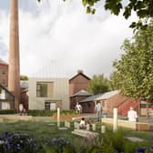 The plans include preserving the 'spectacular' 130-foot red brick chimney on site. Picture: contributed.