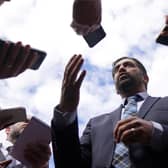 First Minister Humza Yousaf is surrounded by the the media during a visit to Dundee on Friday. Picture: Andrew Milligan/PA Wire