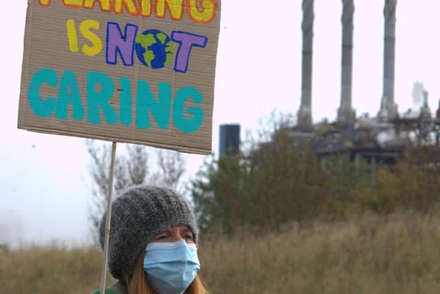 Socially distanced protest at Mossmorran (Pic: Derek Johnstone)