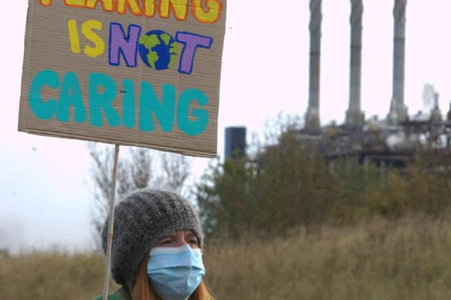 Socially distanced protest at Mossmorran  (Pic: Derek Johnstone)