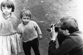 Robert Blomfield, 'Robert Blomfield Photographing Children, Edinburgh', 1966.