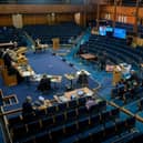The General Assembly is taking place largely online with very few people in the hall    Picture: Andrew O'Brien