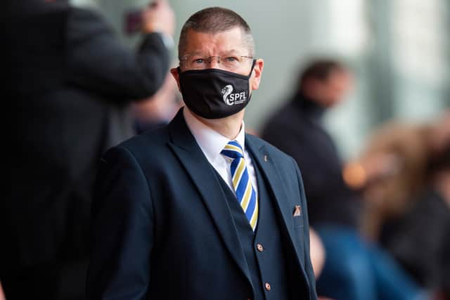 SPFL Chief Executive Neil Doncaster during the Scottish Premiership match between Dundee United and St Johnstone at Tannadice Park on August 01. (Photo by Ross Parker / SNS Group)