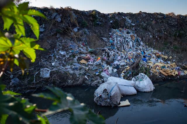 Rubbish, including plastic packaging from British supermarkets, was found in a ditch in the Turkish province of Adana, one of at least 10 known sites in southern Turkey where European plastics have been dumped illegally. (Picture: Yasin Akgul/AFP via Getty Images)