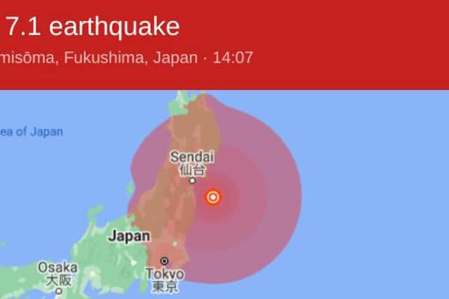 Powerful earthquake hits north-east coast of Japan picture: Google Images