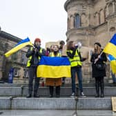 Edinburgh University students staged a protest on Thursday morning in support of Ukraine. Picture: Lisa Ferguson




Edinburgh Universty Polish Society organise a protest in Bristo Square this morning in support of Ukraine 'Stand with Ukrine'