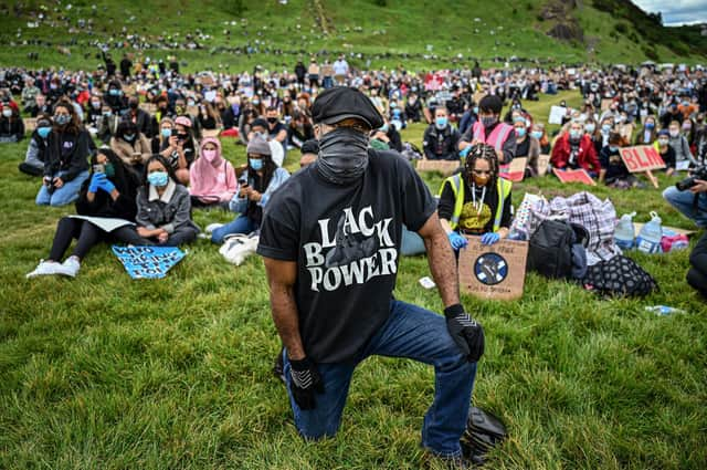 Demonstrators at the Black Lives Matter event in Edinburgh. Picture: Jeff J Mitchell/Getty