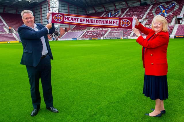 Hearts owner Ann Budge with chief executive Andrew McKinlay.