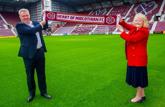 Hearts owner Ann Budge with chief executive Andrew McKinlay.