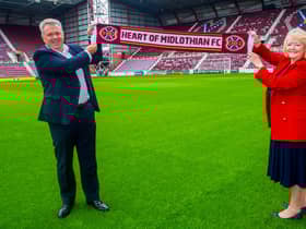 Hearts owner Ann Budge with chief executive Andrew McKinlay.