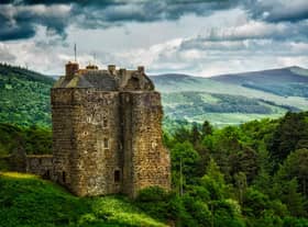 Neidpath Castle is an imposing presence on the banks of the River Tweed in the Scottish Borders.