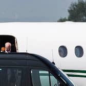 Dermot Desmond, majority shareholder of Celtic Football Club, is pictured arriving at Glasgow Airport as the club search for a new manager. (Photo by Craig Foy / SNS Group)