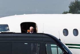 Dermot Desmond, majority shareholder of Celtic Football Club, is pictured arriving at Glasgow Airport as the club search for a new manager. (Photo by Craig Foy / SNS Group)