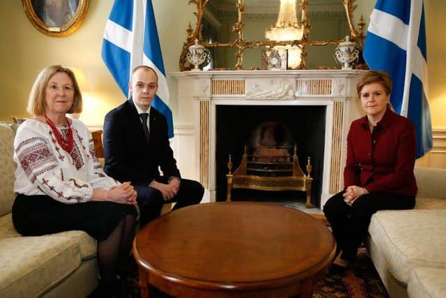 Yevhen Mankovskyi, Ukrainian Consul in Edinburgh, with First Minister Nicola Sturgeon, earlier this year.