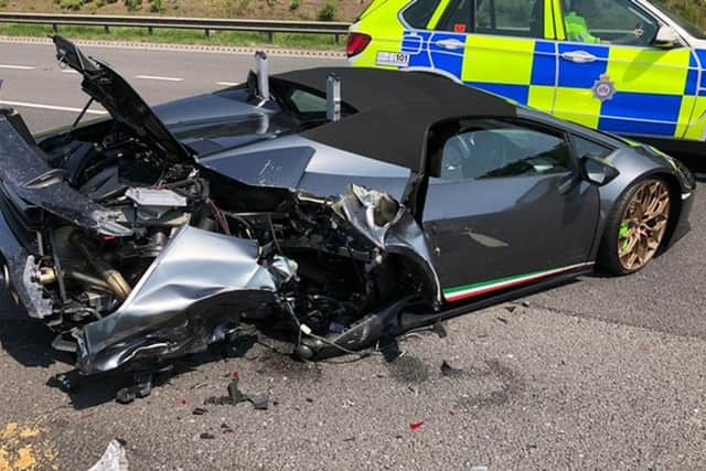 The remains of the supercar following a motorway crash.