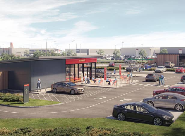 A CGI of how the new Bayne's drive-thru outlet should look when it opens later this year at Hillington Park, near Glasgow.