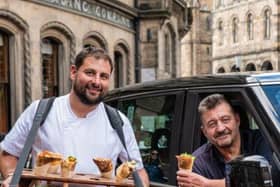 Chef Giulio handed out fresh Trapizzino pizza pockets to local taxi drivers.