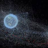 A satellite image of space debris.