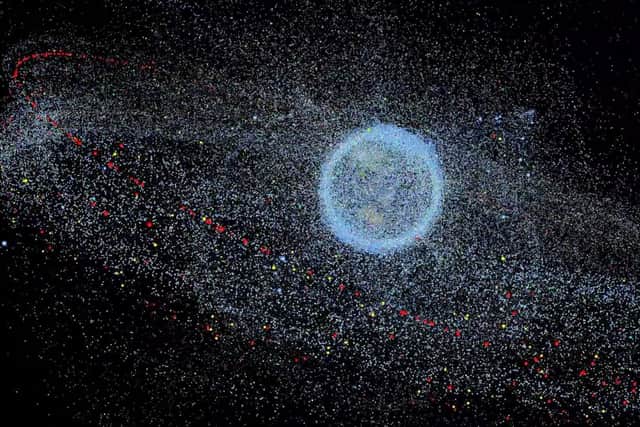A satellite image of space debris.