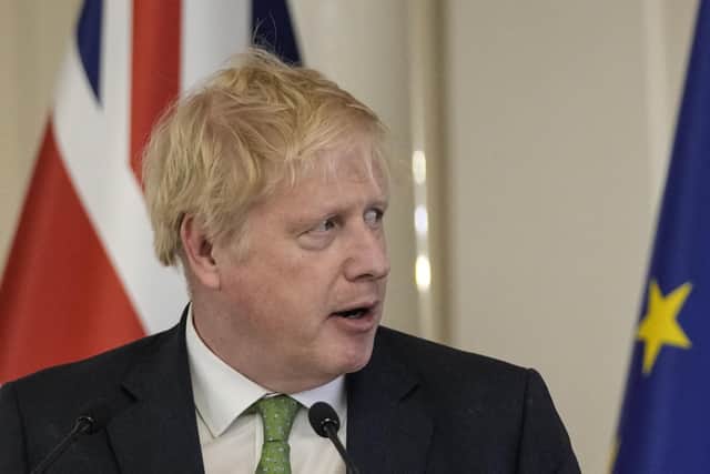 Prime Minister Boris Johnson at a press conference at the Presidential Palace in Helsinki, Finland. Picture: Frank Augstein/PA Wire