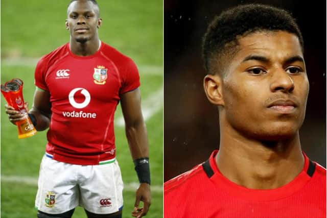 Education Secretary Gavin Williamson confused Maro Itoje (L) with  Marcus Rashford (R) on a Zoom call