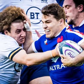 France's Antoine Dupont in action against Scotland's Duncan Weir during the Autumn Nations Cup. Picture: Ross Parker/SNS