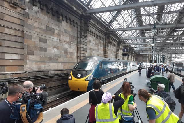 The Avanti West Coast train arrived at Glasgow Central just 21 seconds outside the record. Picture: The Scotsman