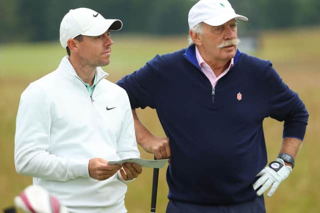 Rory McIlroy with Celtic's principal shareholder Dermot Desmond during the abrdn Scottish Open Pro Am at The Renaissance Club. Picture: Andrew Redington/Getty Images.