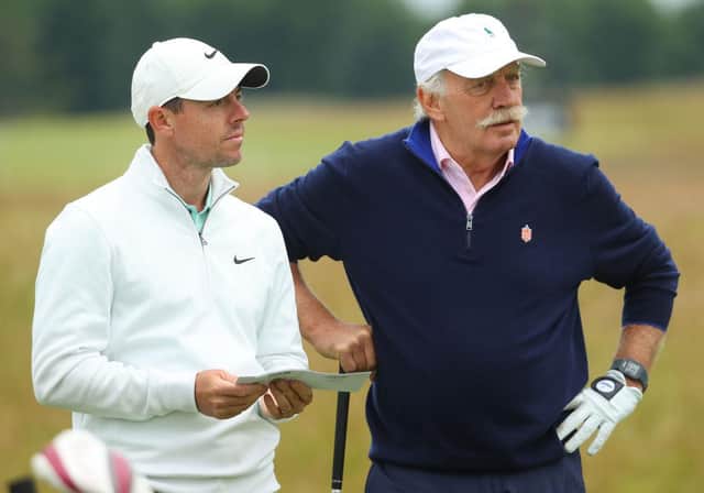 Rory McIlroy with Celtic's principal shareholder Dermot Desmond during the abrdn Scottish Open Pro Am at The Renaissance Club. Picture: Andrew Redington/Getty Images.