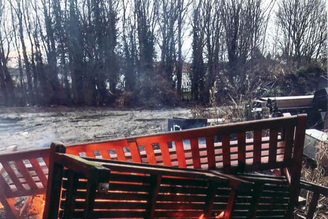 Memorial benches from Edinburgh's Princes Street Gardens are burned at a facility on the outskirts of the city.