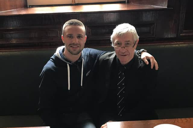 Josh Taylor with his boxing hero Ken Buchanan in 2017. Picture: @JoshTaylorBoxer