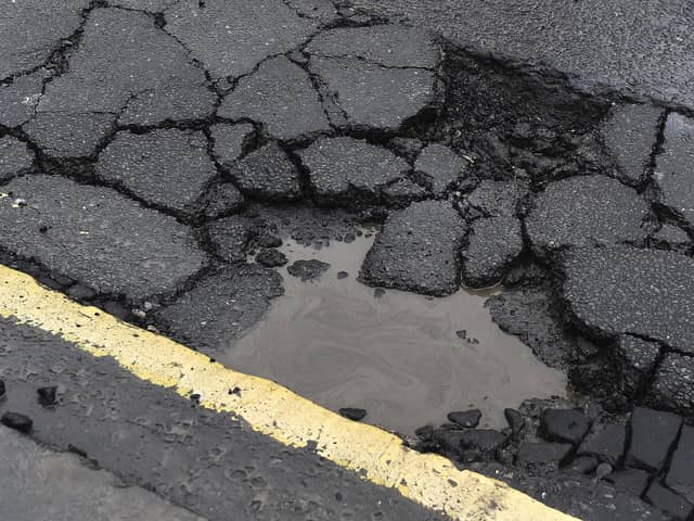 A pothole in London Road in Edinburgh in 2020. (Photo by Lisa Ferguson/The Scotsman)