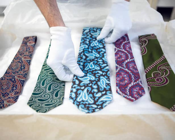 An array of Paisley Pattern ties held in the collection of Paisley Museum. PIC: Elaine Livingstone.
