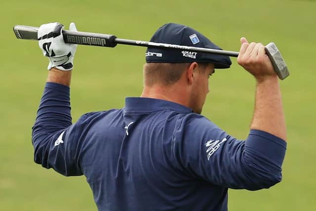 Bryson DeChambeau suffered a frustrating week in the 2020 Masters after setting high expectations. Picture: Patrick Smith/Getty Images.