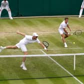 Jamie Murray (left) and Bruno Soares in action during their match against John Peers and Filip Polasek.