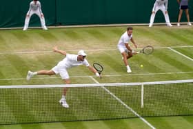 Jamie Murray (left) and Bruno Soares in action during their match against John Peers and Filip Polasek.