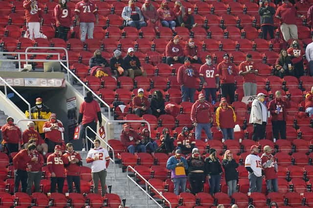 Socially distanced fans watch as the Kansas City Chiefs take on the Houston Texans at American football (Picture: Jeff Roberson/AP)