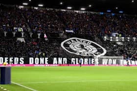Rangers' fans display in tribute to their legendary manager Walter Smith during a Cinch Premiership match between Rangers and Aberdeen at Ibrox stadium, on October 26, 2021, in Glasgow, Scotland. (Photo by Alan Harvey / SNS Group)