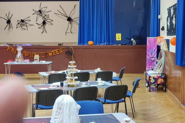 The hall was suitably decorated for a night of Hallowe’en fun.