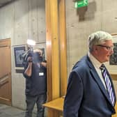 Fergus Ewing arrives for the meeting. Picture: Conor Matchett