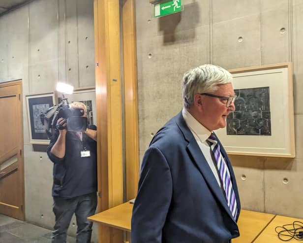 Fergus Ewing arrives for the meeting. Picture: Conor Matchett