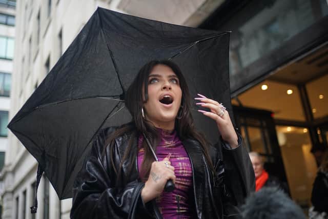 Singer Mae Muller outside BBC Wogan House in London, after she was confirmed as the UK's act for the Eurovision Song Contest 2023, performing the track I Wrote A Song.